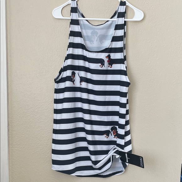 Blackmilk Dresses & Skirts - Blackmilk Black and White Striped Tank with Dachshund Design